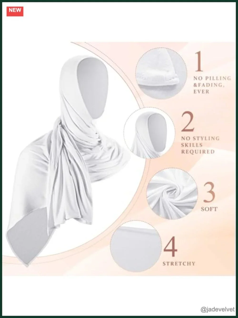 6 Pack Jersey Hijab Scarf Set Lightweight Stretch Muslim Head Wrap Long Shawl